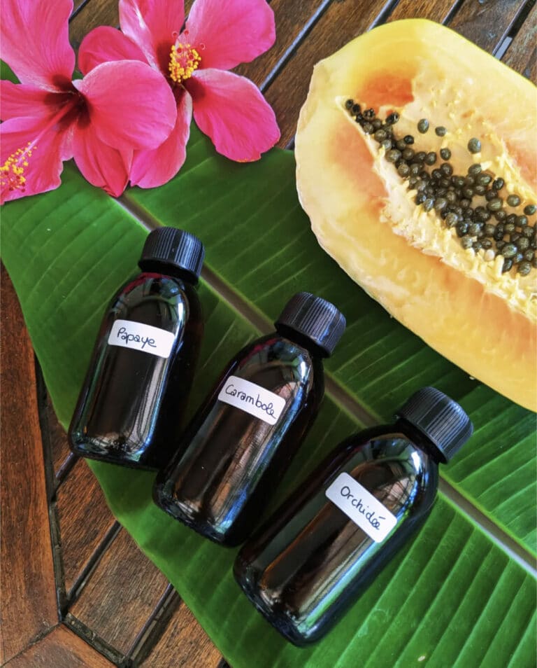 The massage oils of the moment : Papaya, Starfruit & Orchid